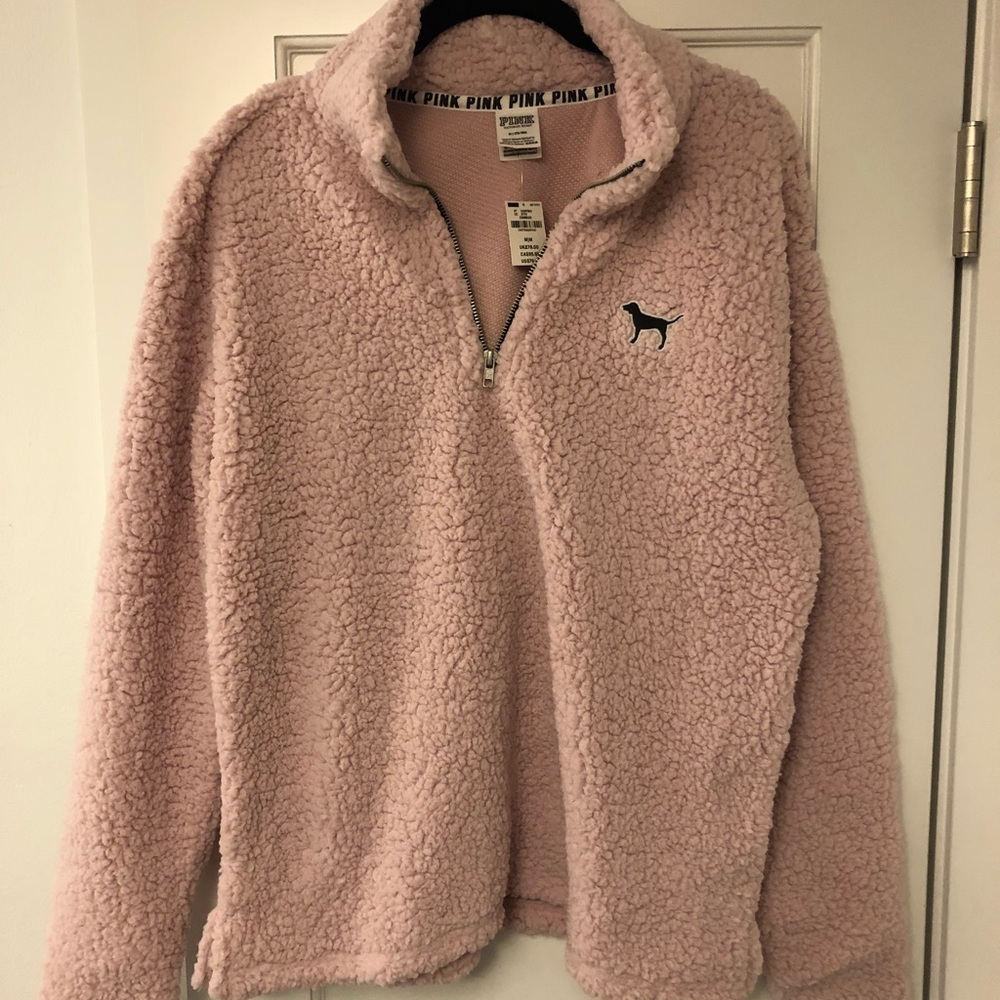 PINK Victoria’a Secret Sherpa Quarter Zip NWT